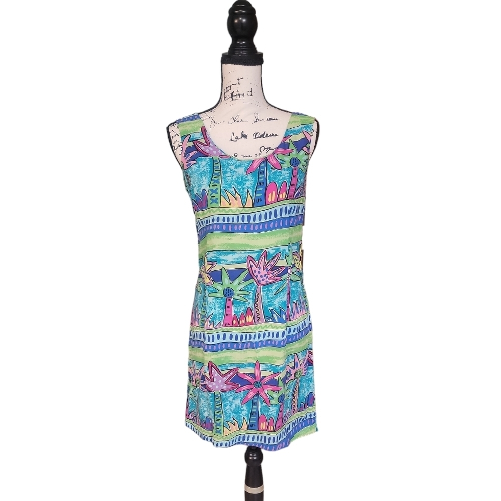 PALM BAY‎ VINTAGE COASTAL Hawaiian Y2k  MIDI Dress Size Small